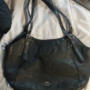 Coach Black Leather Double-Handle Shoulder Bag